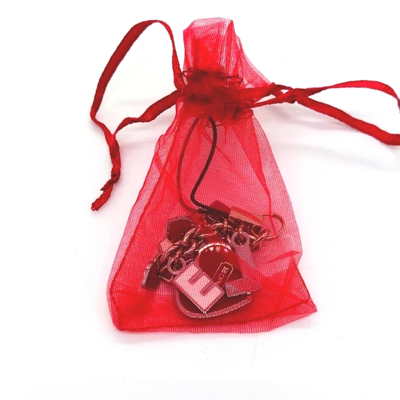 COACH Vintage Red Pink Enamel Heart LOVE Lanyard Keychain Fob - Picture 5 of 5